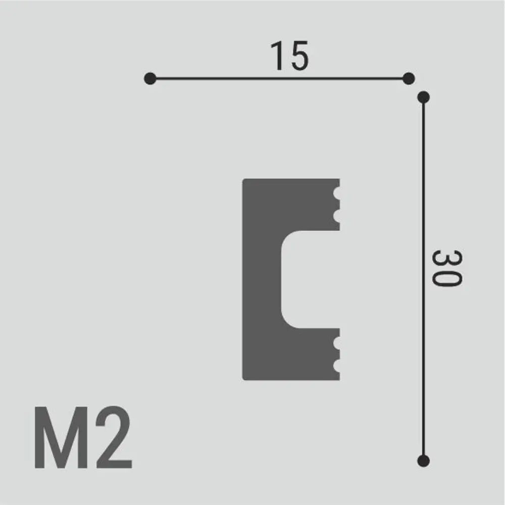 Молдинг потолочный полистирол ударопрочный Де-Багет XPS Polymer М 2 белый 15x30x2000 мм STLM-2179487 - Вид №2