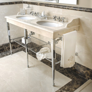 RE-BOTTICINO-2 3SC Столешница из мрамора Botticino с 2 раковинами Classico