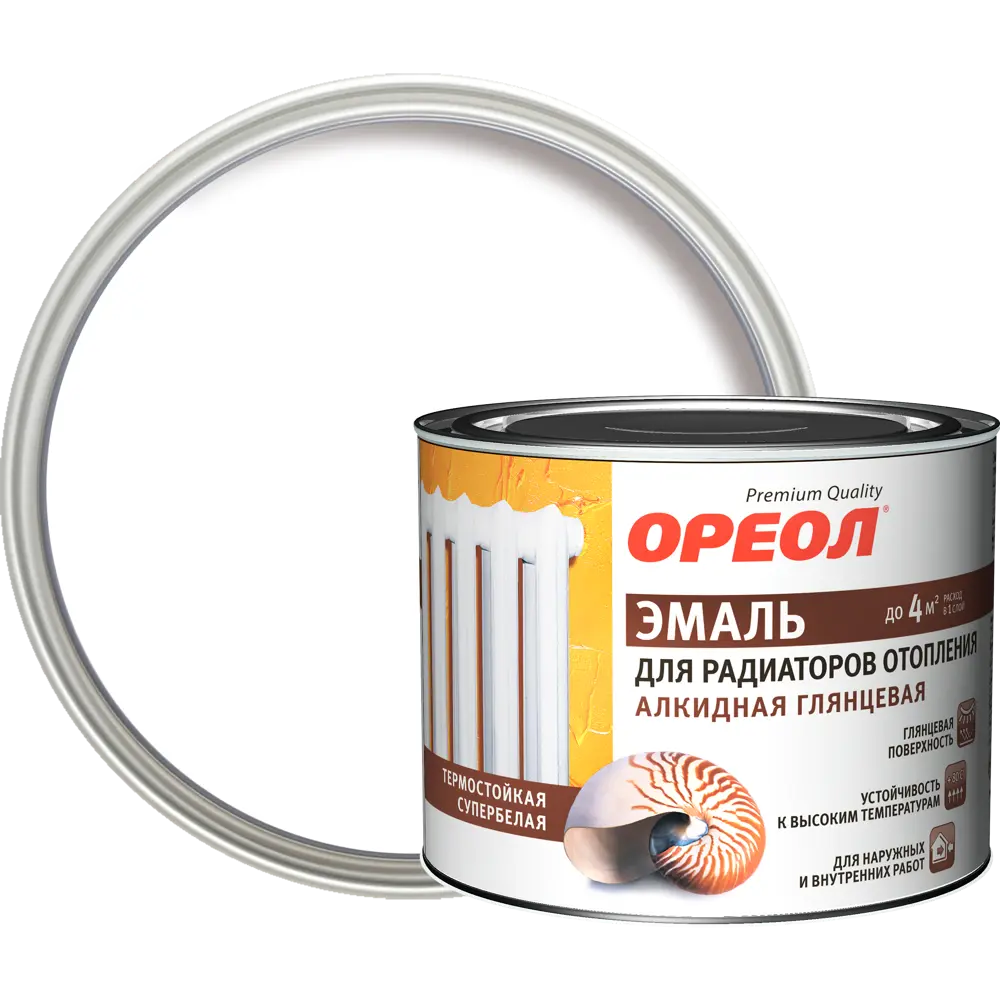 Эмаль алкидная для радиаторов отопления Ореол глянцевая 0.5 кг 84439971 STLM-2102106 