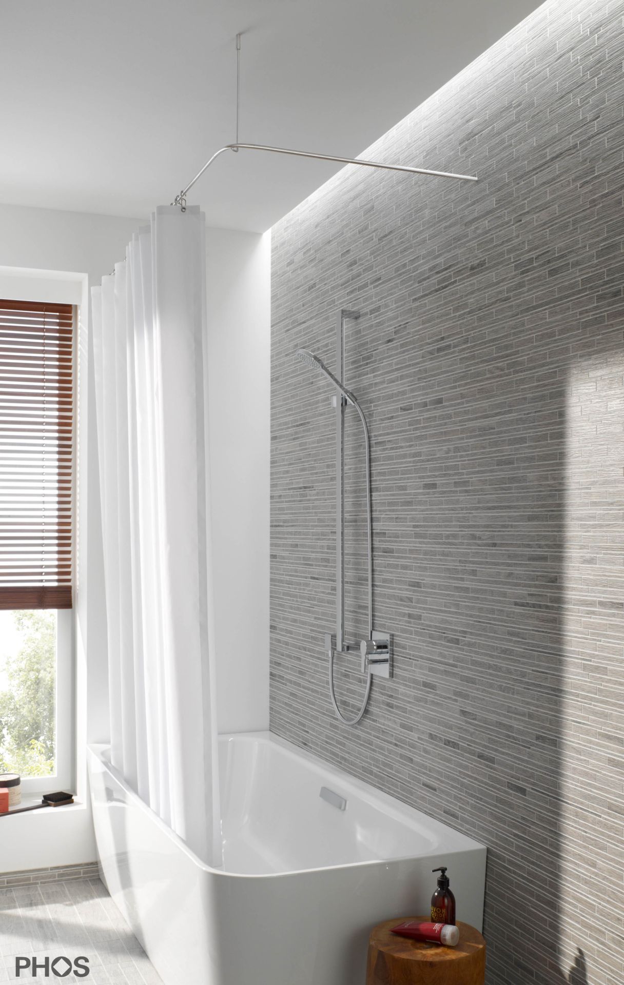 DSE1200-900 L-образный карниз для душевой занавески, 120 x 90 см, для привинчивания PHOS  - Вид №1