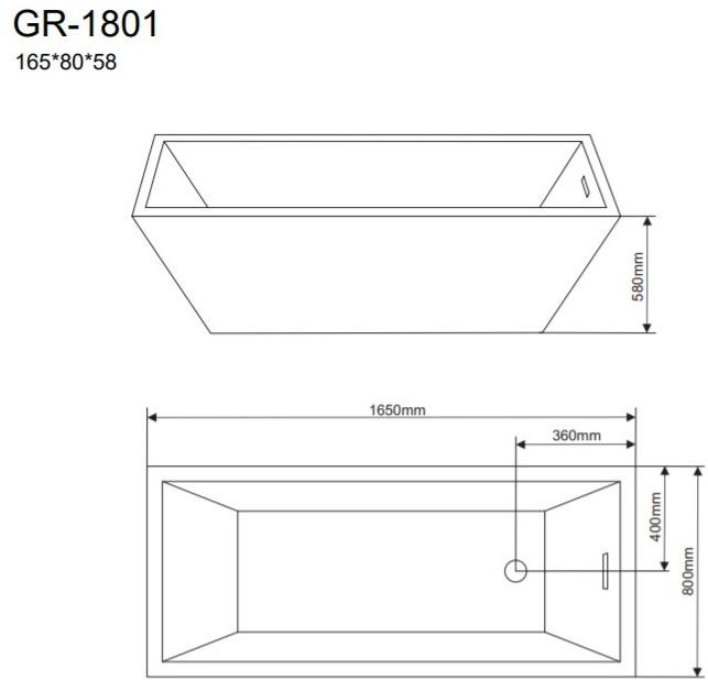 Ванна отдельностоящая GR-1801 (165x80x58) Grossman  - Вид №2