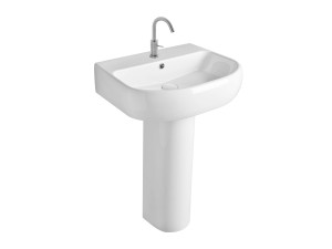 Керамическая раковина на колонне с переливом