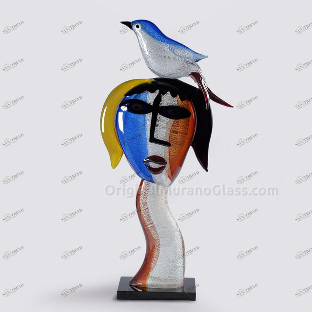 252 ORIGINALMURANOGLASS Скульптура Женщина и Соловей - по мотивам Пикассо - муранское стекло OMG  см 