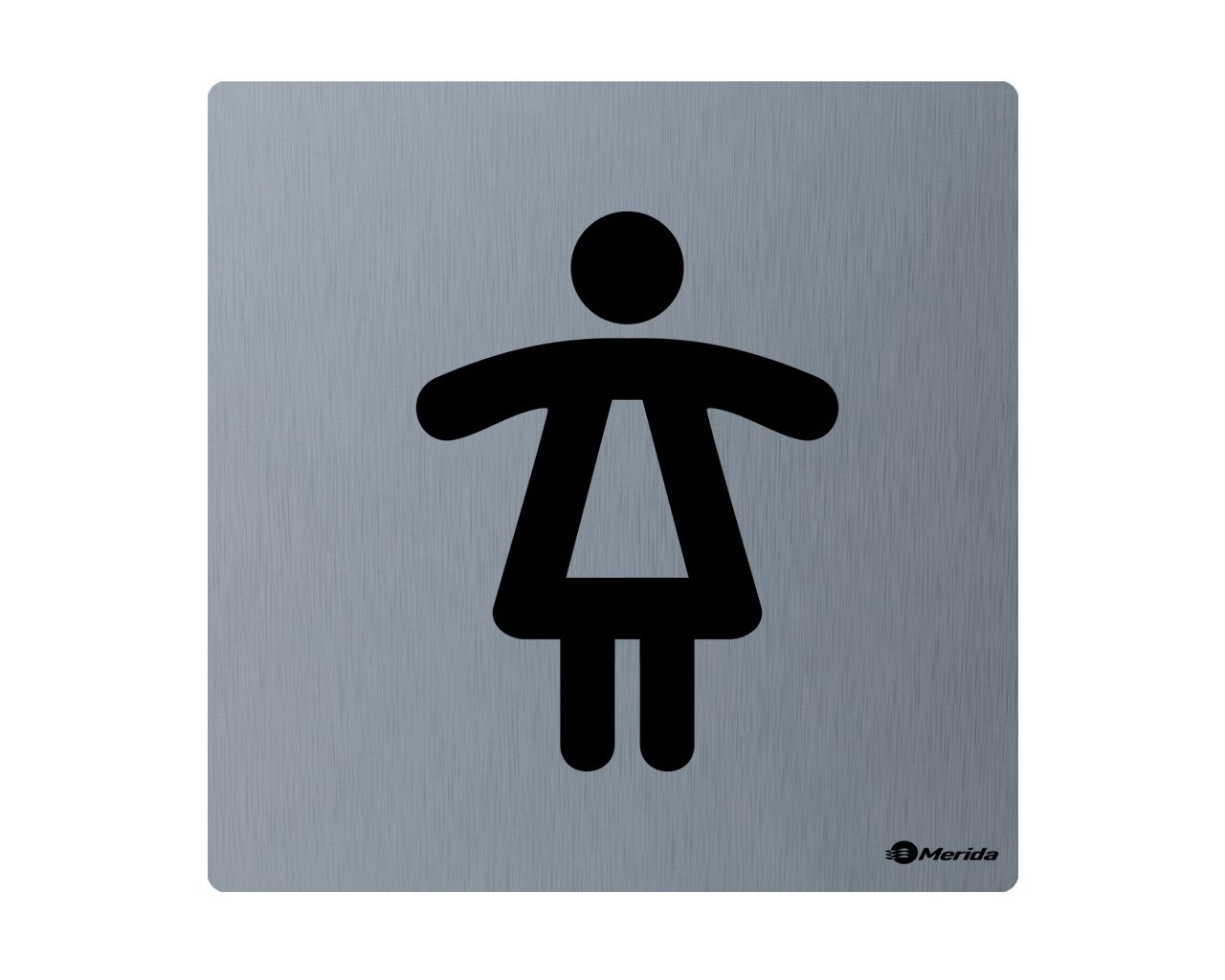 GSM007 Пиктограмма из нержавеющей стали - женский туалет тусклый. 95 x 95 x 2 мм, матовая сталь Merida 