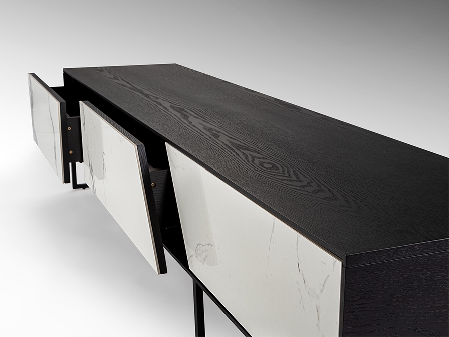 098755 Тумба под ТВ 3 ящика белый/черный Schuller Kerala - Вид №2