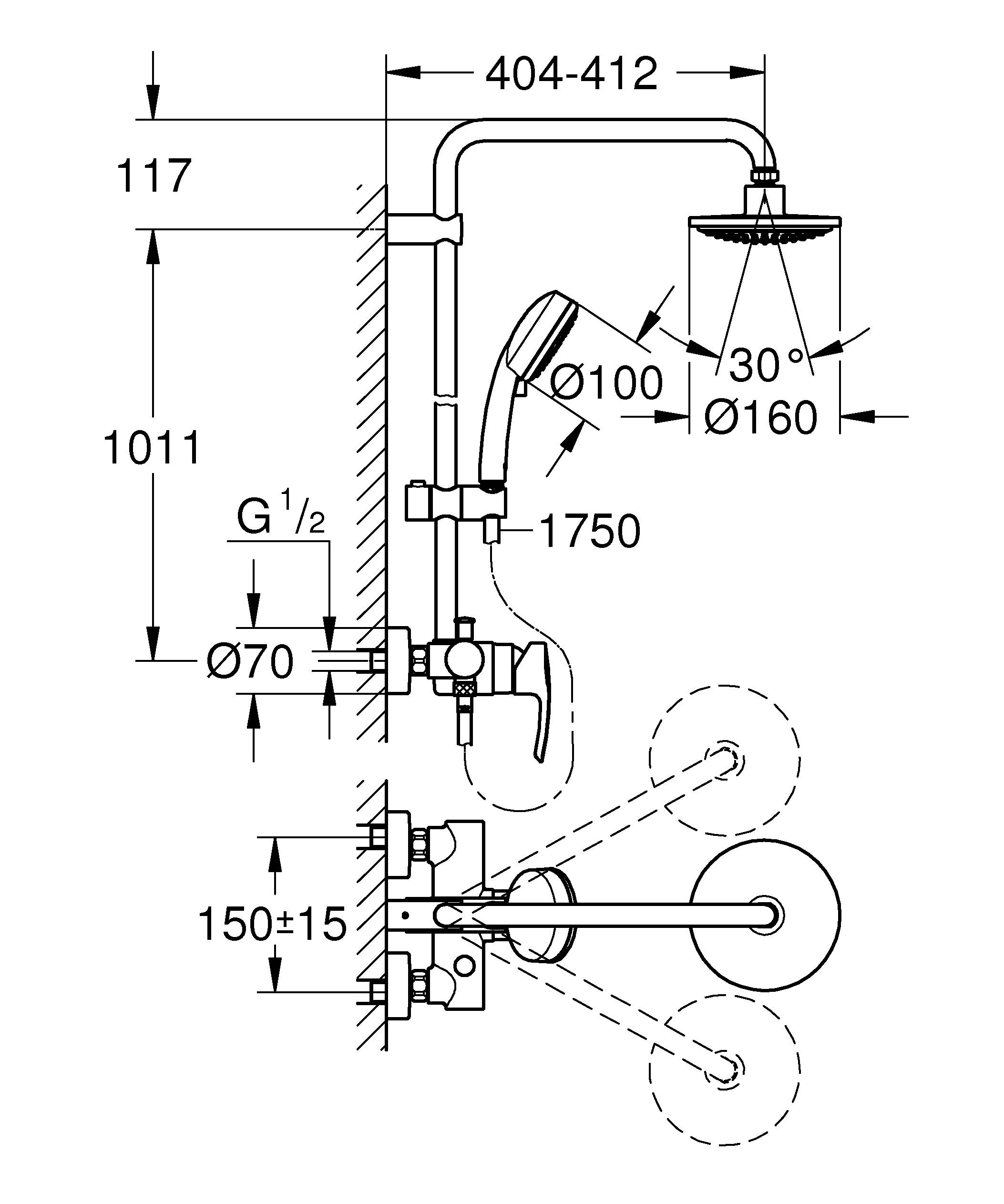 26224000 Душевая система Grohe Tempesta Cosmopolitan хром - Вид №1