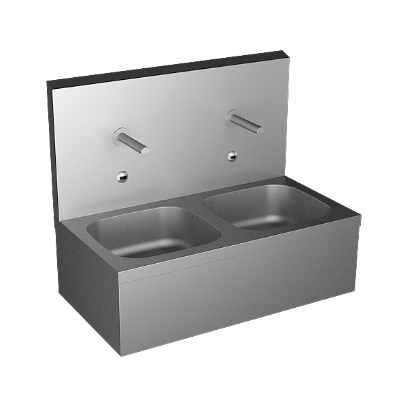 93074 Нержавеющая подвесная двойная мойка с интегрированной электроникой, термостатическим смесителем, 6 В SANELA 