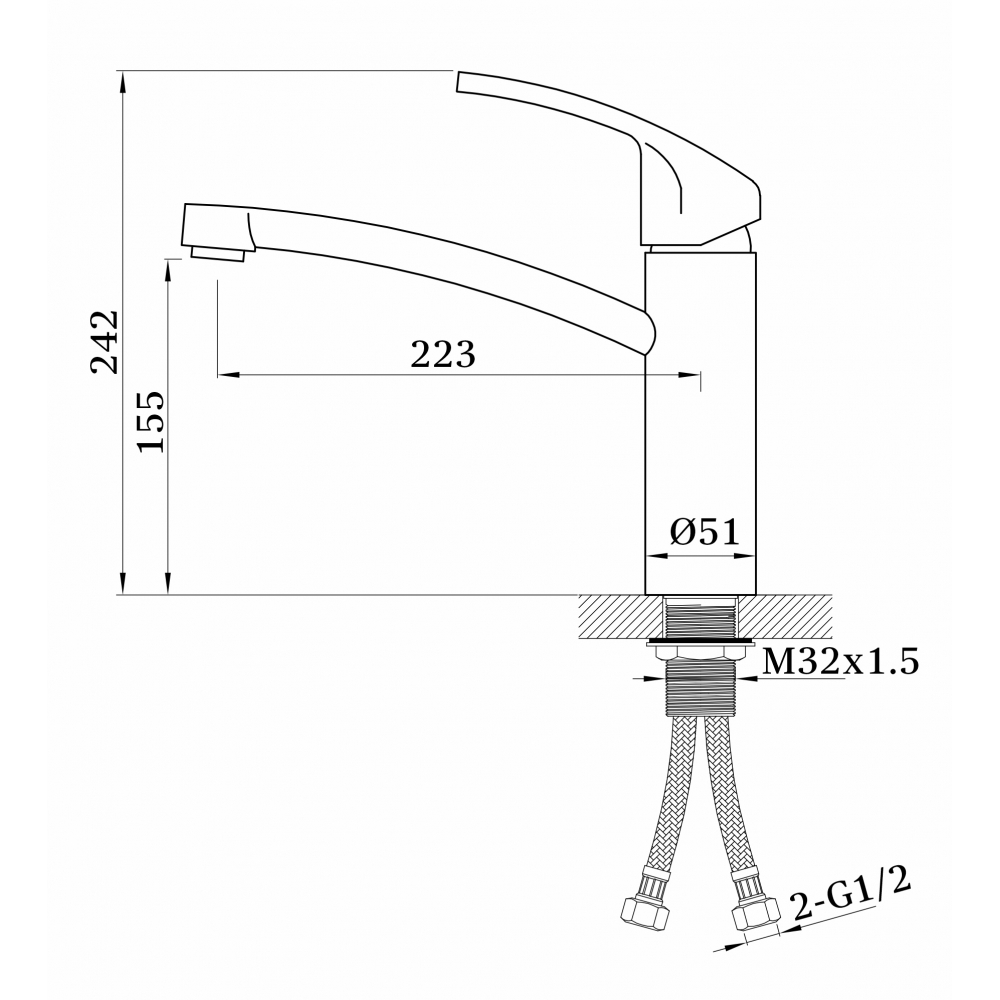 GZ 16024C Смеситель для кухни однорычажный Ganzer Черный Ganzer Германия 13978 - Вид №2