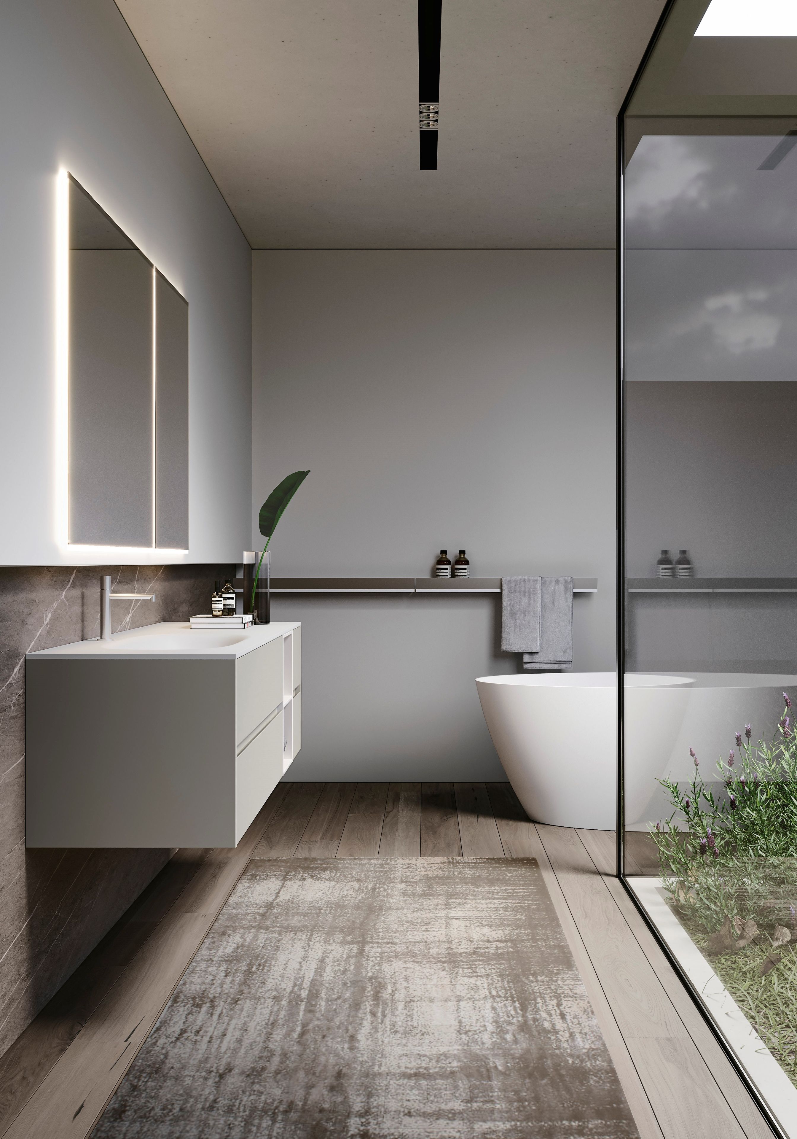 Шкаф для умывальника с ящиками с зеркалом Ideagroup Nyù ARCH-00044795 - Вид №1