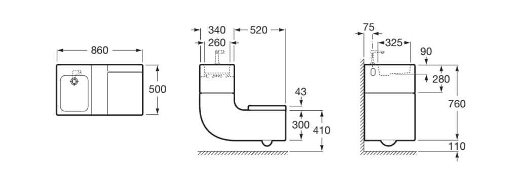 Фарфоровый умывальник / туалет Roca W+W 893020..1 ARCH-00135432 - Вид №11