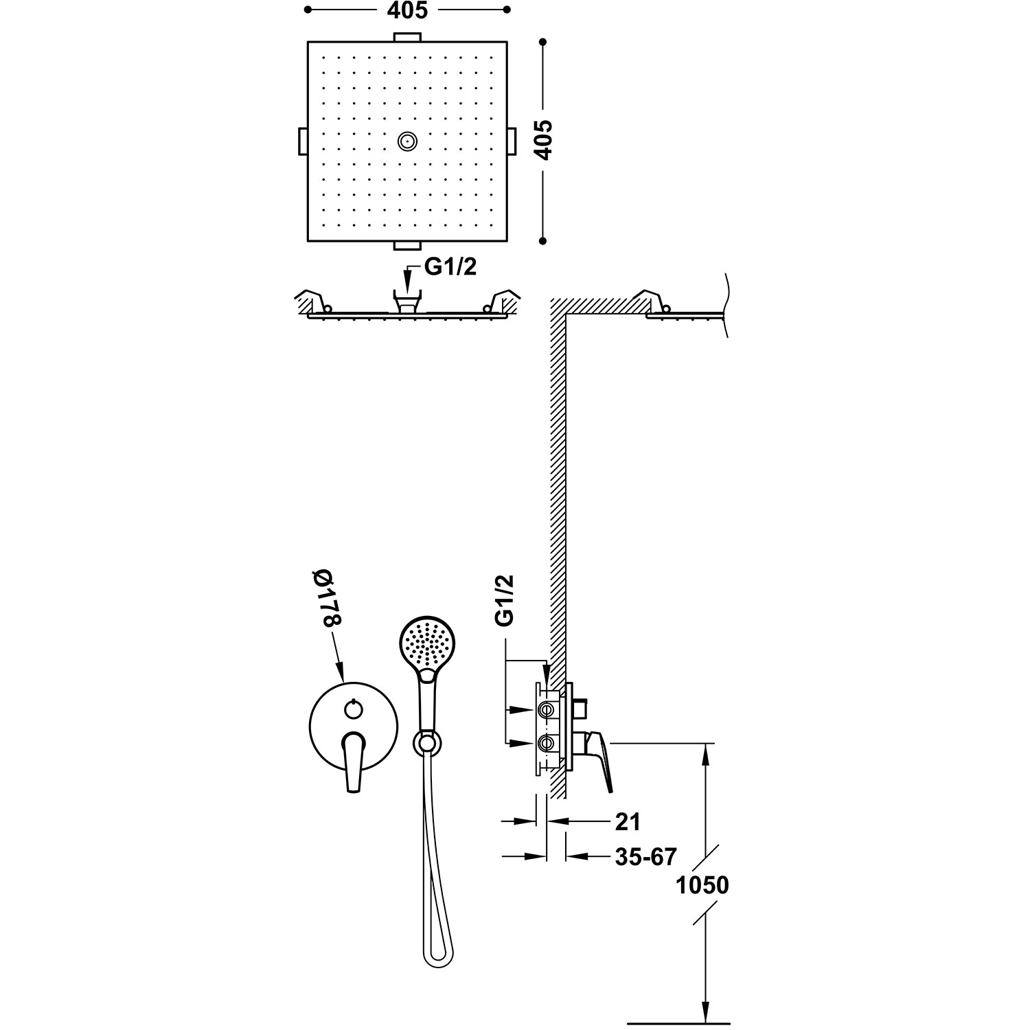 RAPID-BOX Комплект 3-ходового скрытого смесителя для душа с одной ручкой Rapid-box Rapid-box-28127302AC TRES - Вид №1