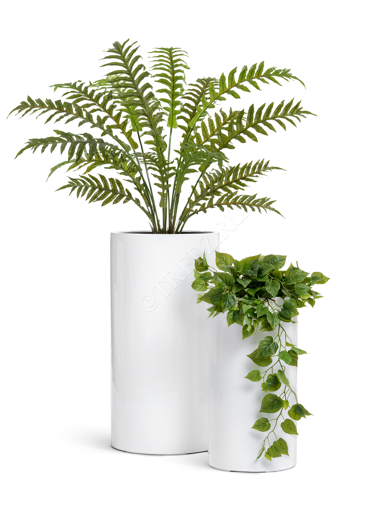 41.3320-05-039-WH-60 Кашпо  Effectory - серия Gloss - Цилиндр высокий- Белый глянцевый лак Цветочная коллекция  - Вид №4