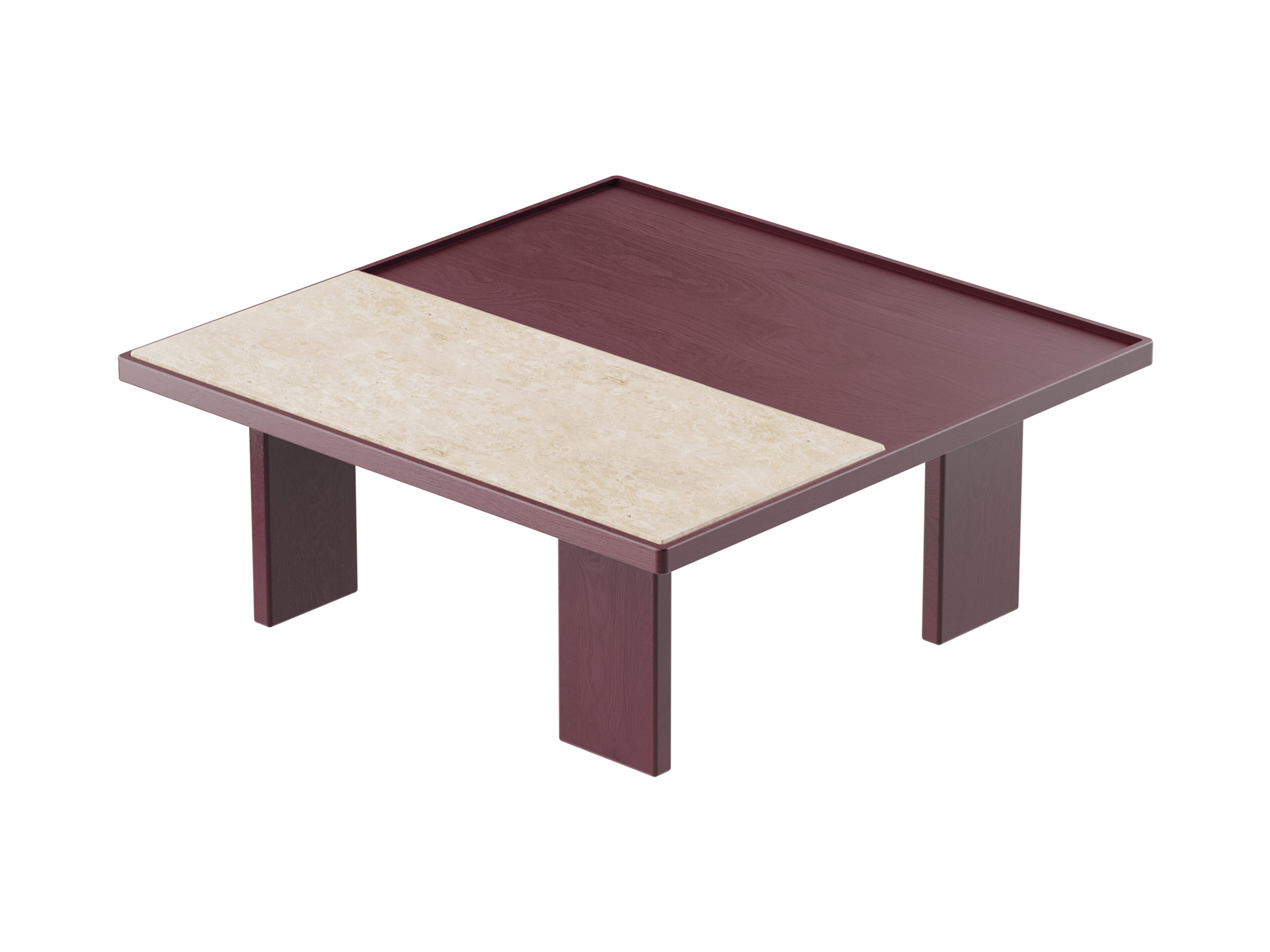 Квадратный журнальный столик из дерева и травертина Noah Living Piet ARCH-00082142