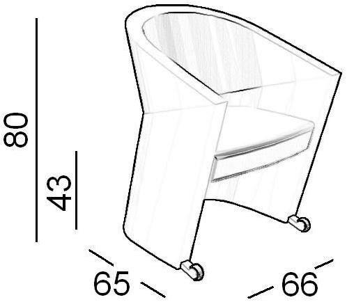 Luxy Мягкое кресло с подлокотниками на колесиках Arrow 610 - Вид №3
