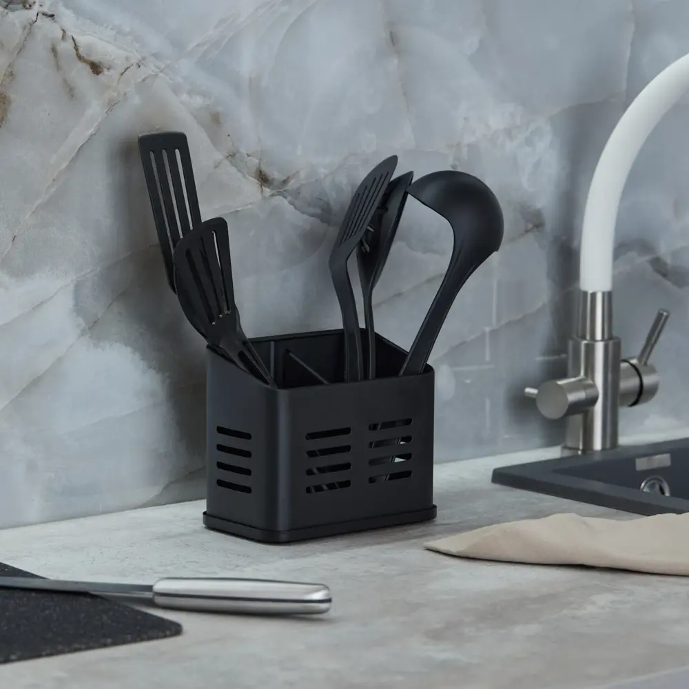 Подставка для приборов 15.8x9x13 см сталь цвет чёрный Santreyd STLM-2056821 - Вид №4