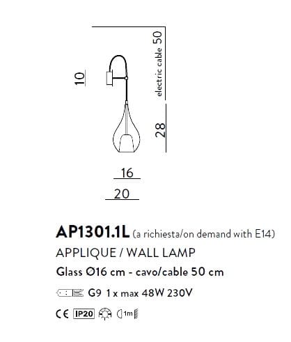 Металлик боросиликатного стекла бра Cangini & Tucci ARCH-00011791 - Вид №1