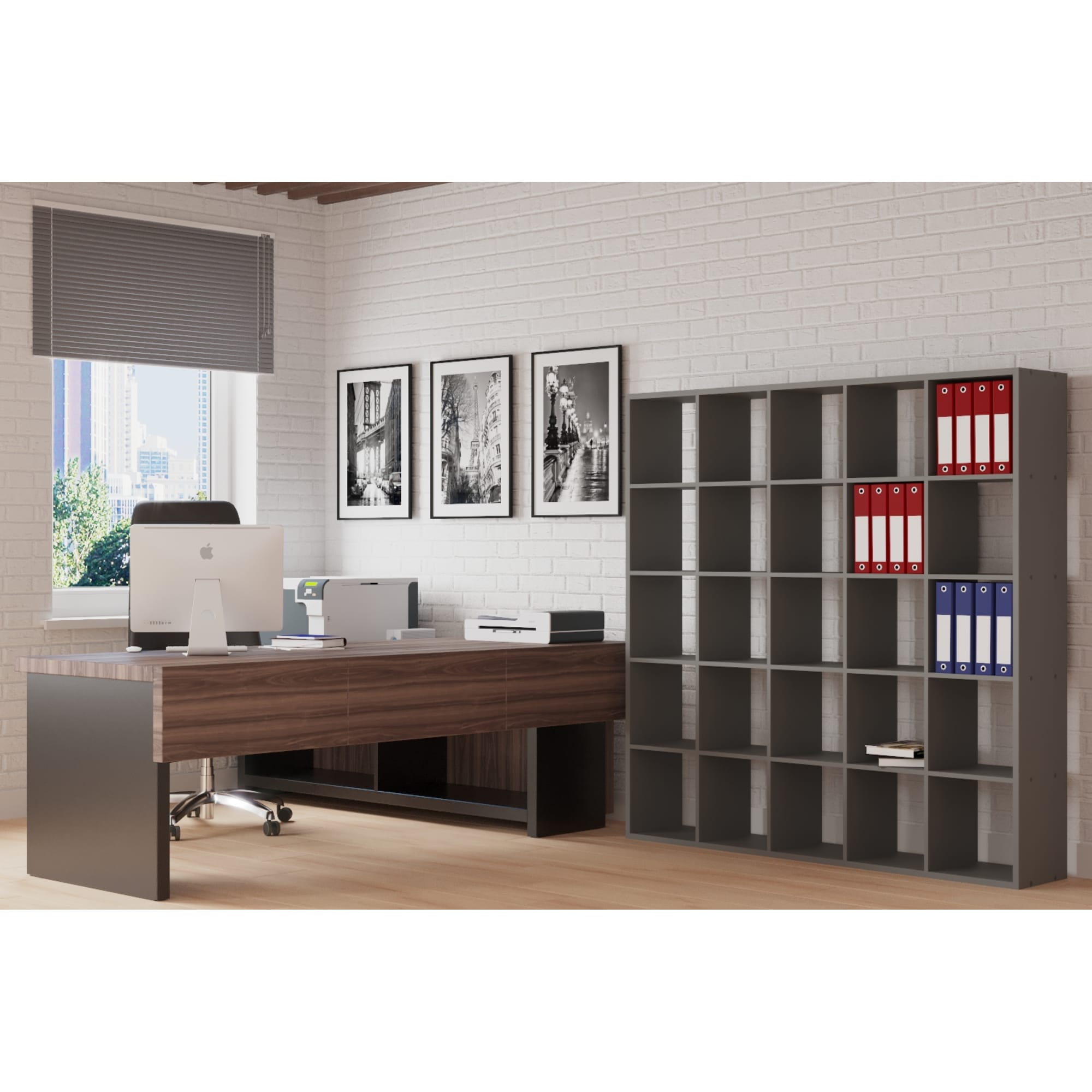 82821065 Стеллаж 25 секций 170х170х31,5 см ЛДСП цвет графит Santreyd  - Вид №2