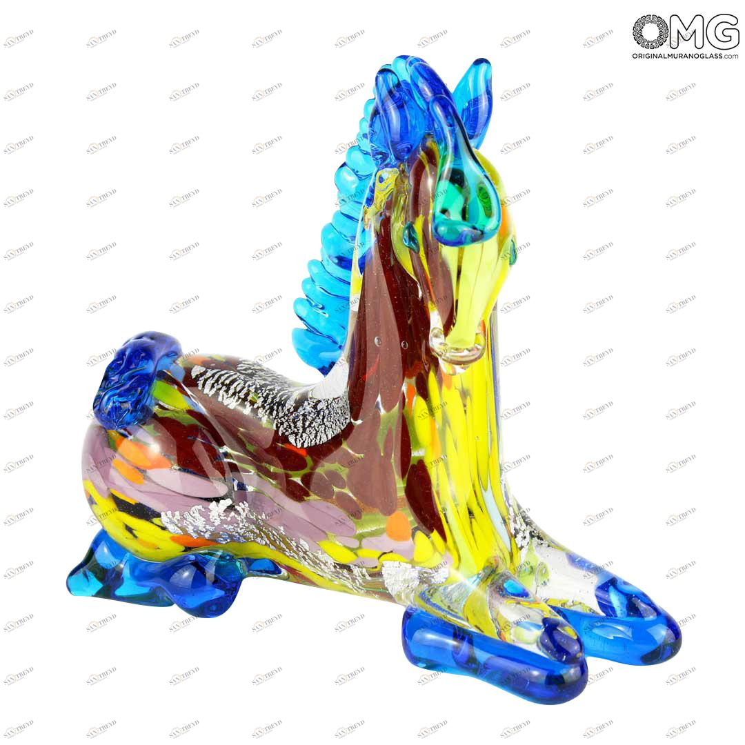 3254 ORIGINALMURANOGLASS Скульптура Лежащий конь - автор Alessandro Barbaro - Original Murano Glass OMG 16 см 