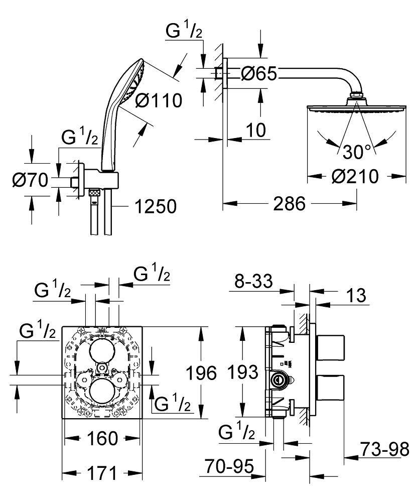 34408000 Душевая система Grohe Grohtherm 3000 Cosmopolitan хром - Вид №1