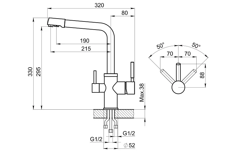2015, БАЗАЛЬТ, СМЕСИТЕЛЬ КУХОННЫЙ GRANULA 2015-ST136 - Вид №2