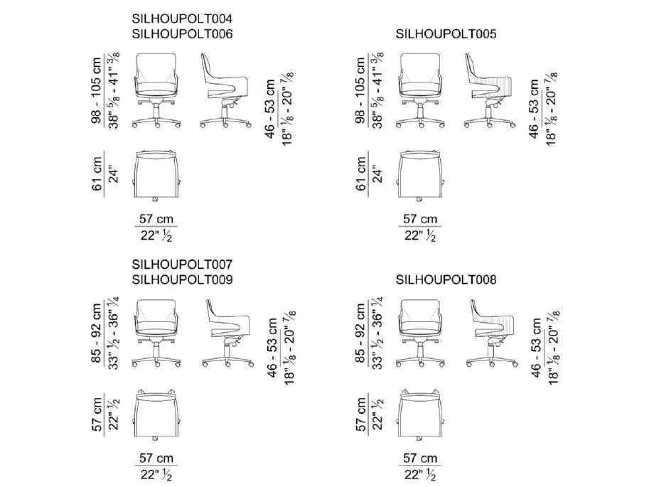 Кожаное вращающееся офисное кресло i 4 Mariani силуэт ARCH-00045061 - Вид №9