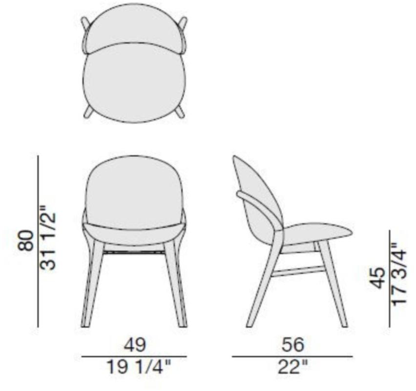 Porada Стул из мягкой ткани Nineteen sun-id-1438849 - Вид №3