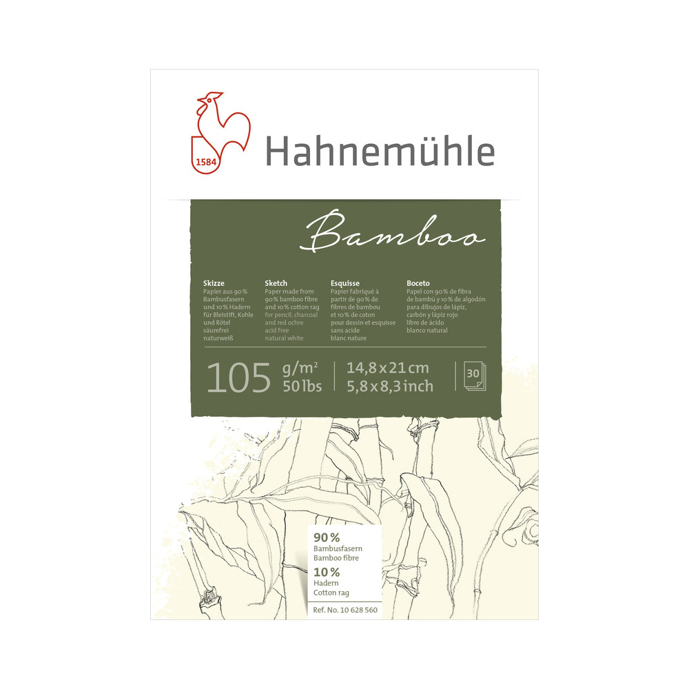 10628560 Альбом-склейка для набросков «Bamboo», бамбуковая бумага 105 г/м2 А5+ 16.5 х 21.5 см склейка Hahnemuhle 