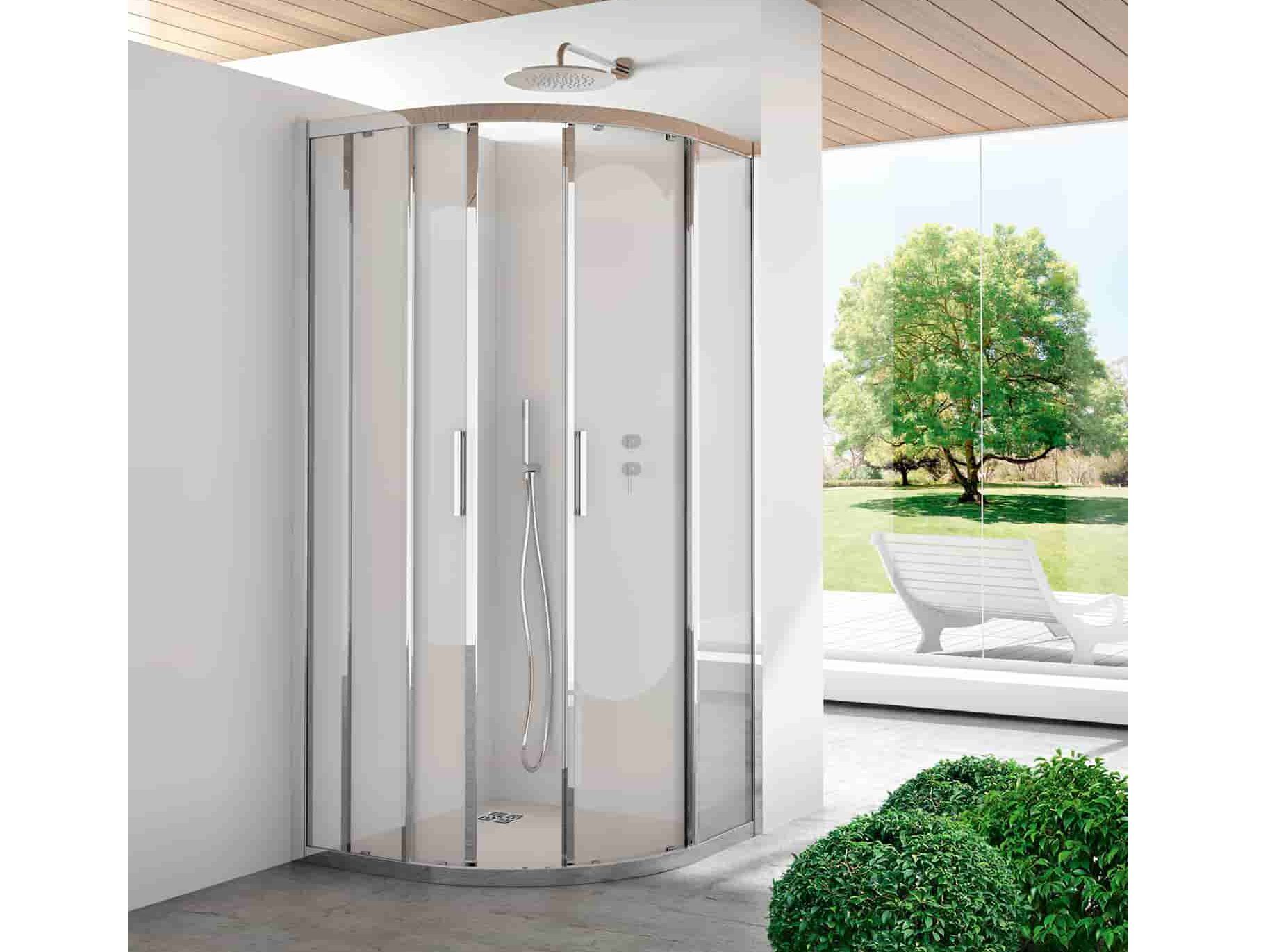 Алюминиевая и стеклянная угловая душевая кабина с раздвижной дверью CSA Box Doccia CINZIA ARCH-00004571 - Вид №1