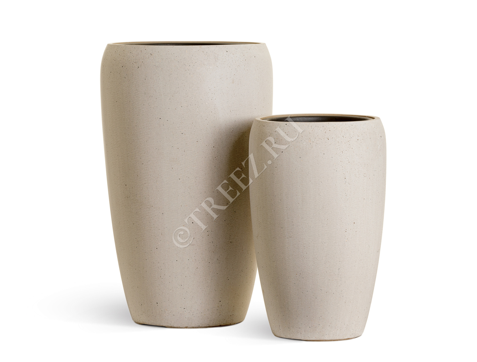41.3321-02-070-BE-68 Кашпо  Effectory - серия Beton - Высокий округлый конус - Белый песок Цветочная коллекция 