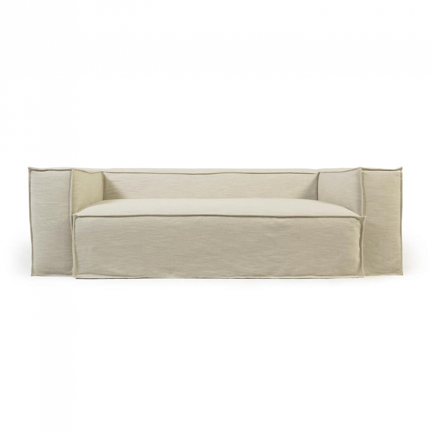 107969 3-х местный диван со съемными чехлами из белого льна La Forma Blok - Вид №1