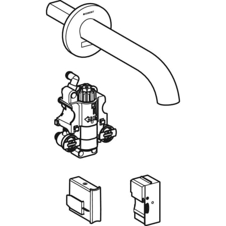 116.287.21.1 Смеситель для раковины Geberit Piave, настенный монтаж, питание от сети, с функциональным блоком для скрытого монтажа Geberit  - Вид №7