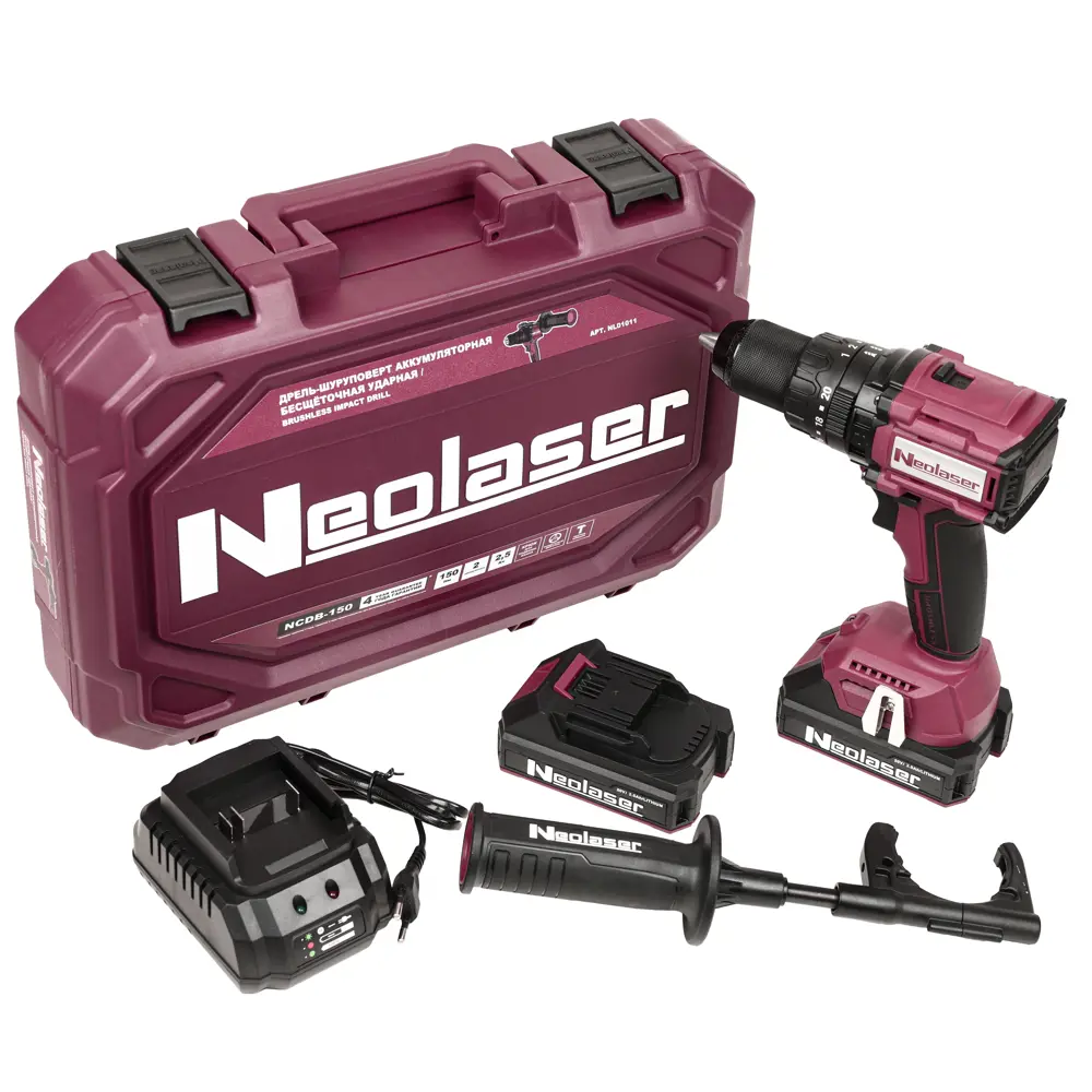 Дрель-шуруповерт аккумуляторная Neolaser NCDB-150 NL, 20 В Li-Ion 2x2.5 Ач STLM-2071265 - Вид №2
