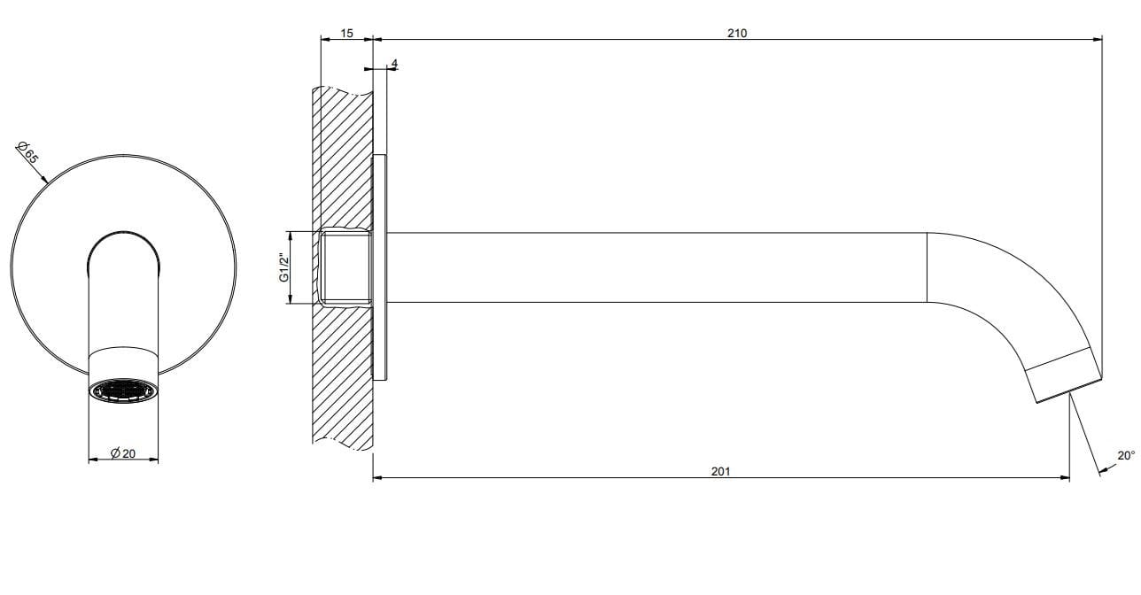 Настенный дозирующий носик из нержавеющей стали для умывальника Gessi мелки 316 ARCH-00032752 - Вид №4