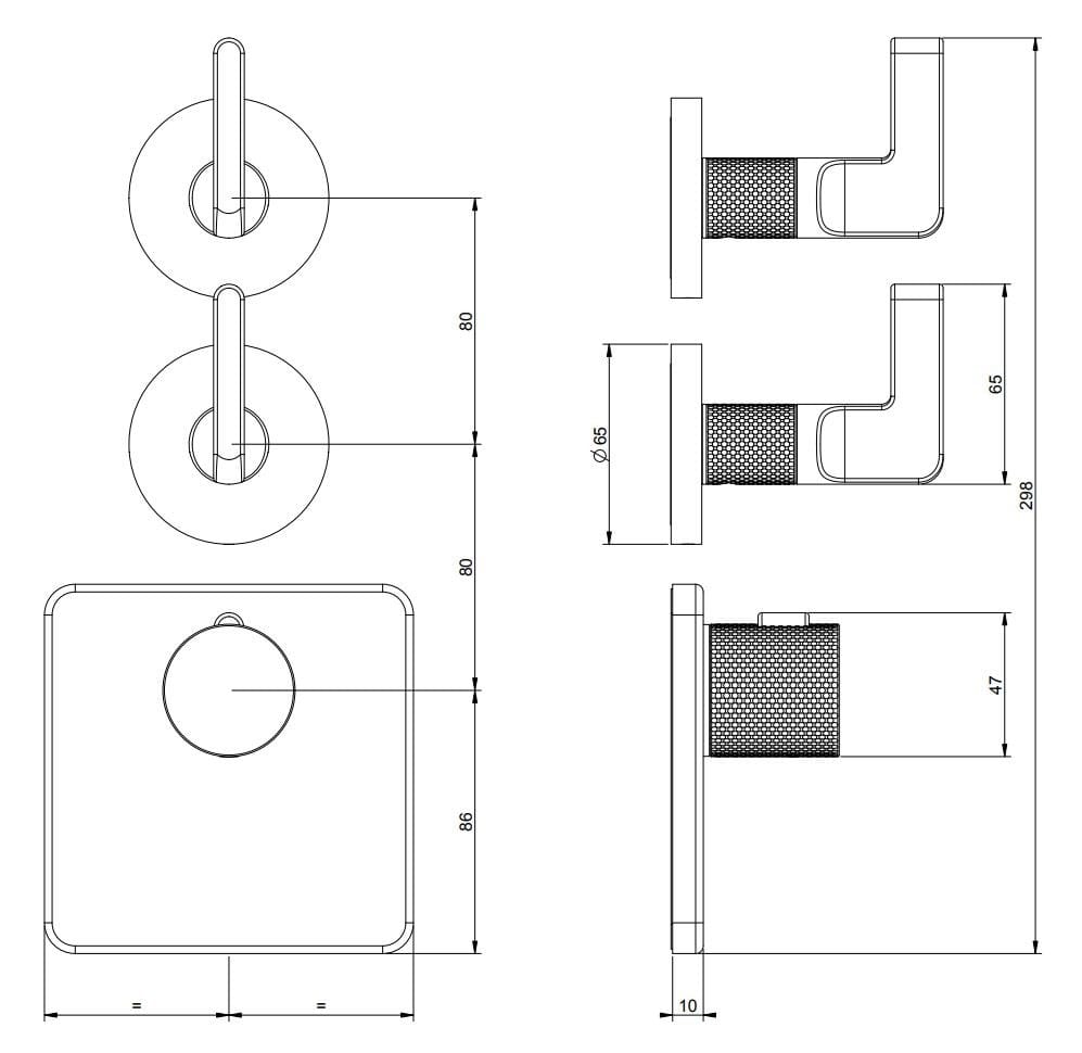 Металлический термостатический смеситель для душа с 3 отверстиями Gessi гравированный ARCH-00109647 - Вид №3
