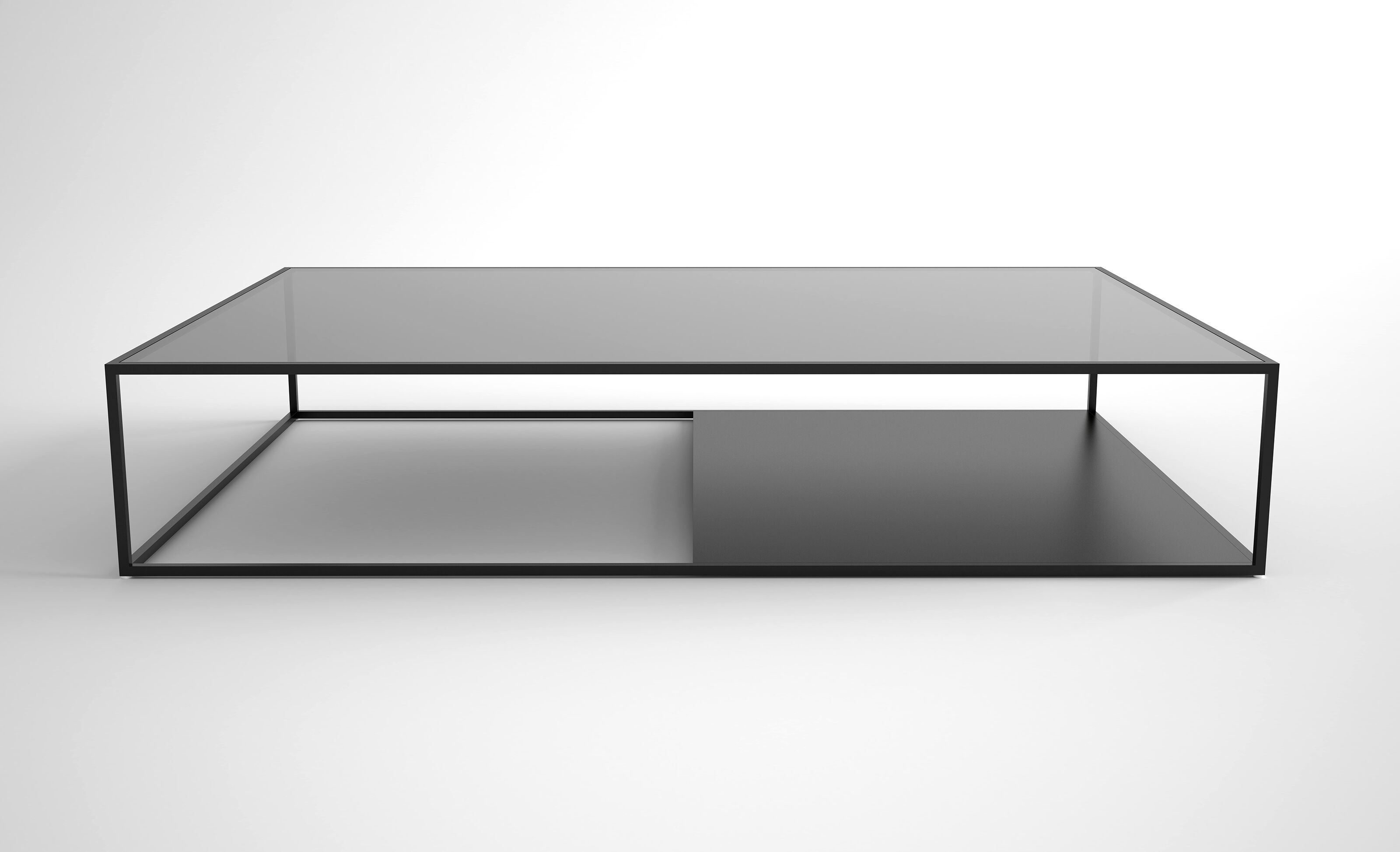 Низкий прямоугольный журнальный столик из стали и стекла Phase Design Half &amp ARCH-00150427 - Вид №3