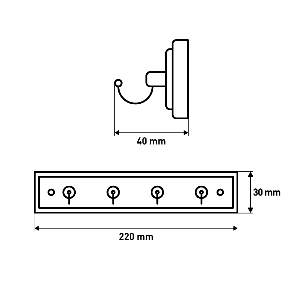 Вешалка-ключница , 220x40x30 мм, белый LJPS0022 Public Steel Россия  - Вид №4