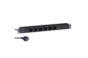 17618082 Блок розеток ServerPro PDU-19H602 Al-6S-EU2CU, 19, 1U, алюминий, 6Schuko, евровилка, 2м 280827 ExeGate
