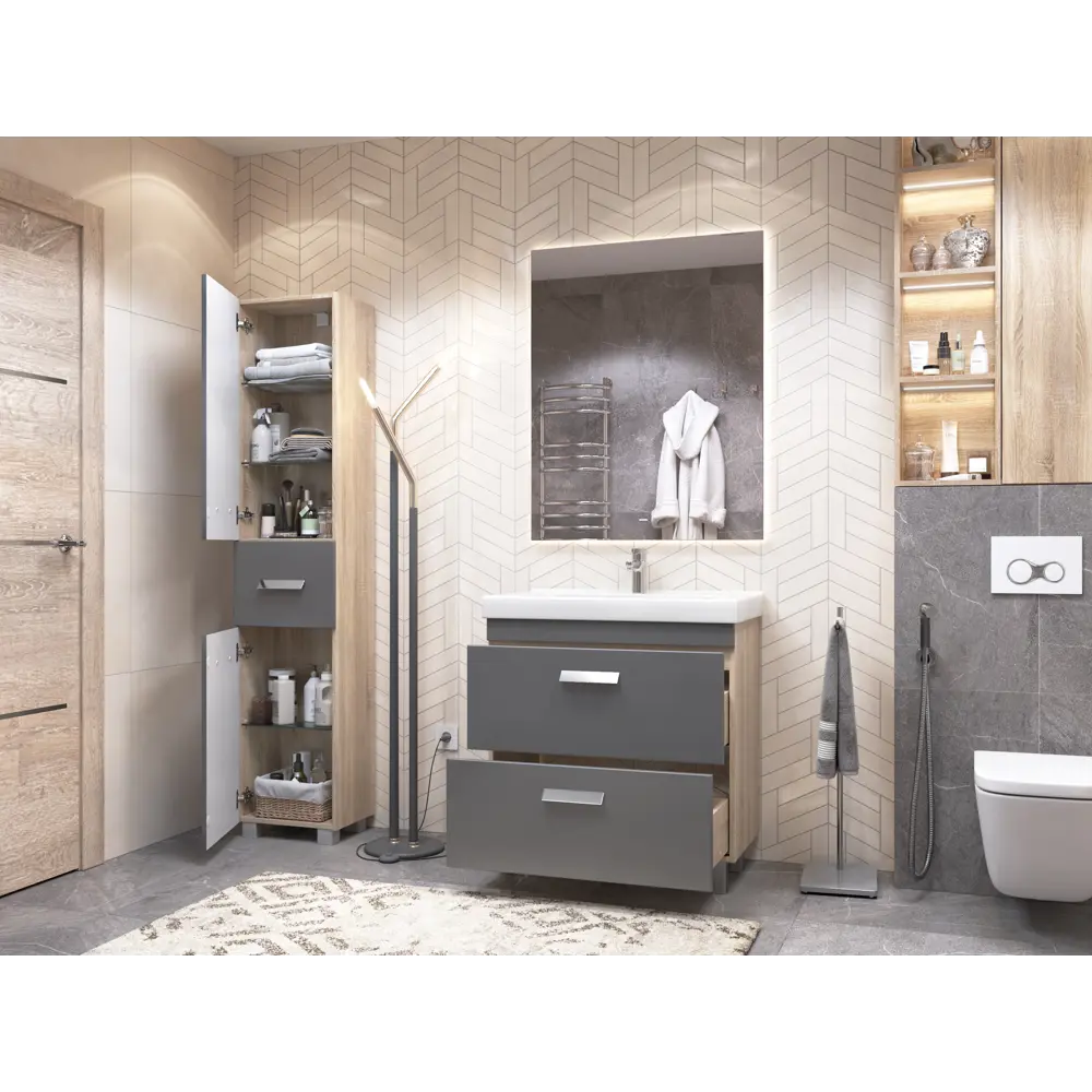 Пенал для ванной Vigo Hilton 188.9x40 см цвет графит STLM-2091675 - Вид №7