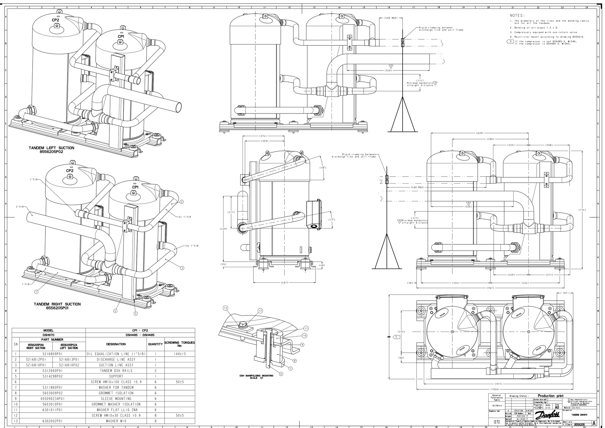 Danfoss DSH — Герметичные спиральные компрессоры, R410A DSH090A4ALC Компрессор спиральный 120H1183  - Вид №12
