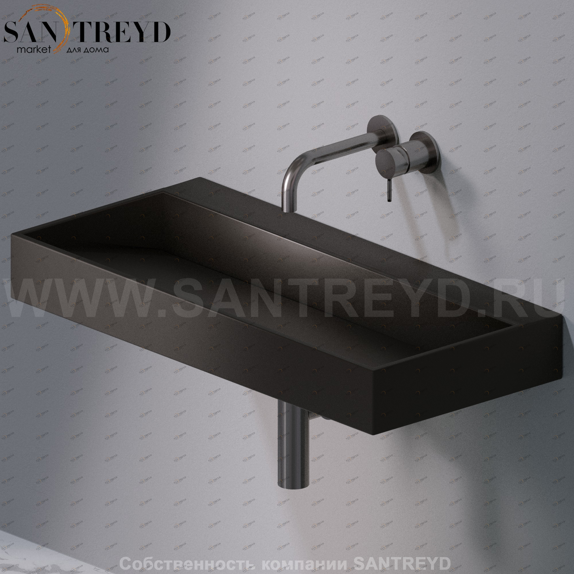 L011T1RPV4.105 Подвесная раковина настенная прямоугольная A. e T. Italia P35 черная AeT ITALIA