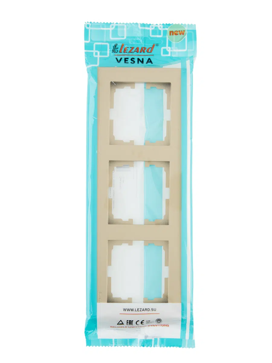 VESNA Рамка 3-ая горизонтальная золото LEZARD 742-3600-148 - Вид №4