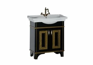 Тумба под раковину Aquanet Валенса 80 черный краколет/золото