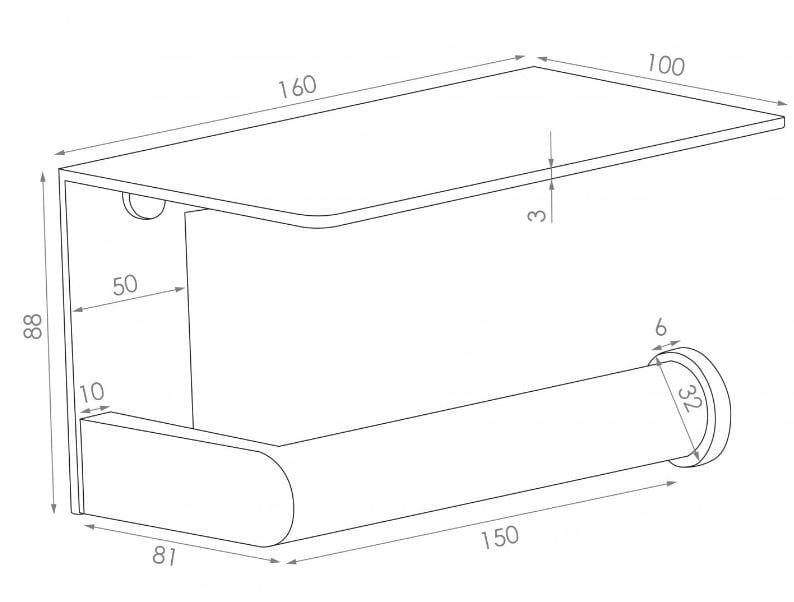 Держатель рулона из нержавеющей стали с полкой LUSSO DEKA ARCH-00032814 - Вид №9