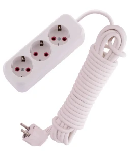 LILA Удлинитель с заземление 3 входа, 7 метров белый