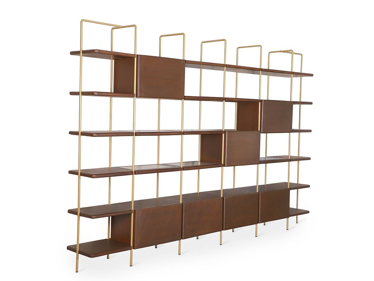 Книжный шкаф из тикового дерева и металла Alankaram REFU ARCH-00144277