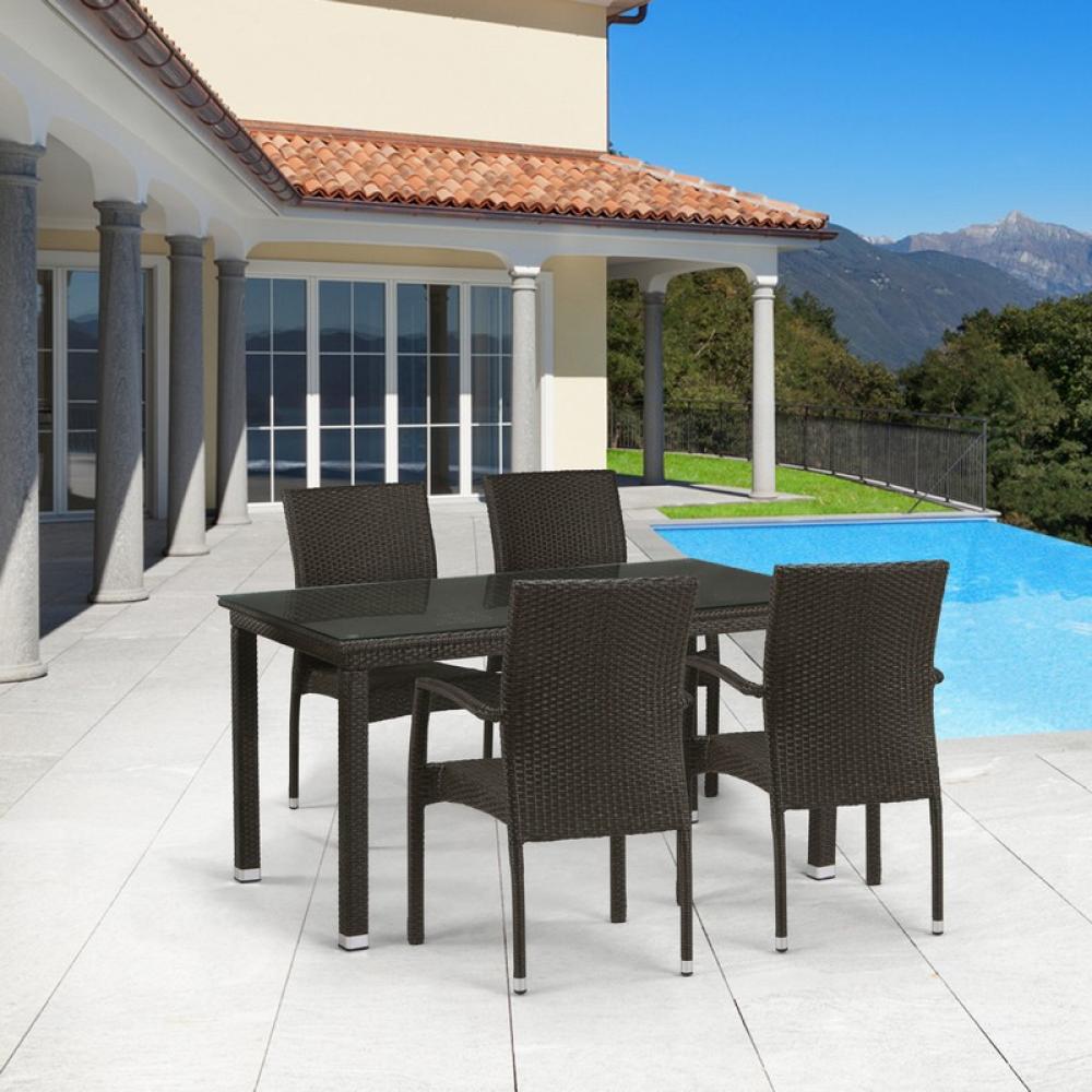 T256A/Y379A-W53 Brown 4Pcs Комплект плетеной мебели Afina 