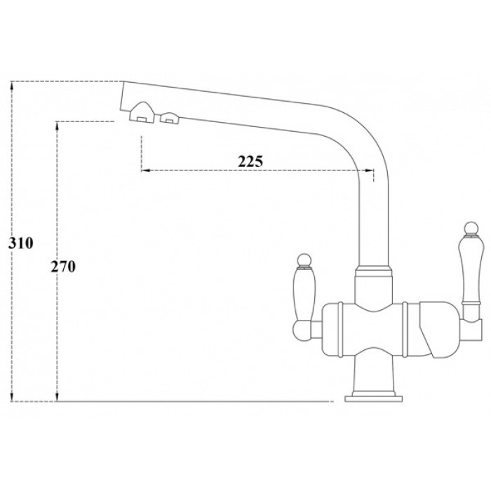 Zorg ZR 328 YF Antique Смеситель для кухни Zorg 310х225  - Вид №2