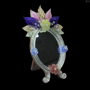 887 ORIGINALMURANOGLASS Настольное Венецианское Зеркало - Цветы Венеции- Муранское стекло - Fiore  см