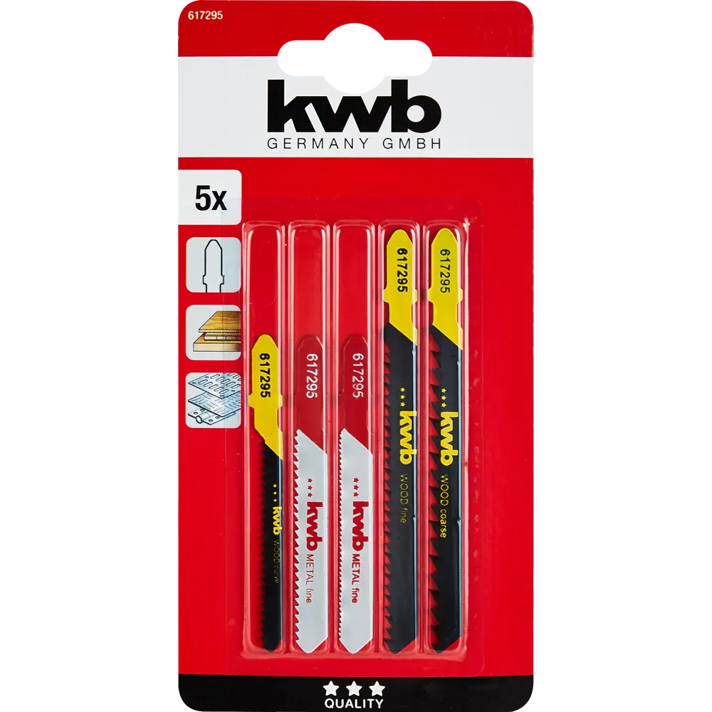 Набор пилок для лобзика по дереву и металлу KWB 617295, 5 шт STLM-2210390 - Вид №4