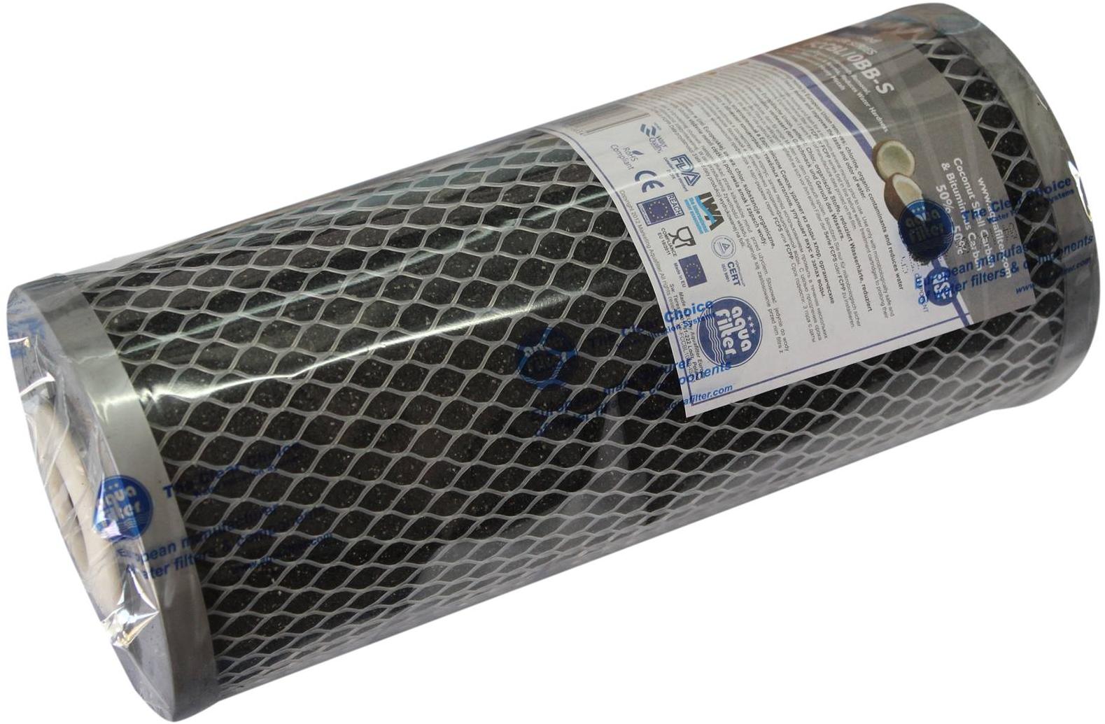 Картридж угольный, серия Silver,  карбон-блок 10ВВ (активированный уголь) Aquafilter FCCBL10BB-S, 746 